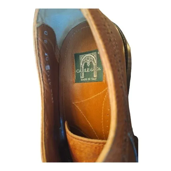 Mens Cable & Co Shoes Made in Italy Wingtip Brogue Oxfords VINTAGE - Picture 7 of 9